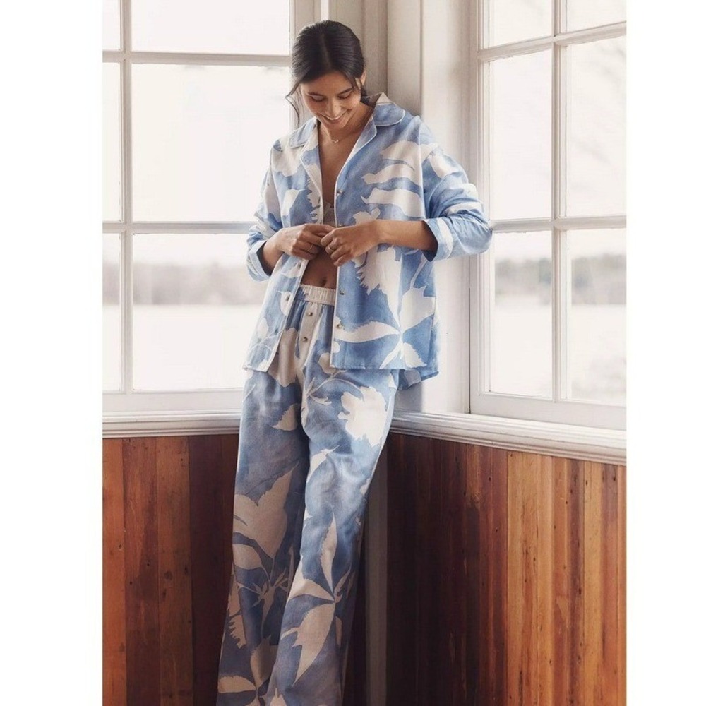 Anthropologie LyreBird Flannel Pajama Set Pants & Top Set Bottom Extra Large XL